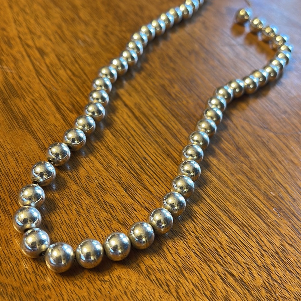 Vintage 925 Silver Chain Silver Plated Ball Necklace Silver Ball Necklace